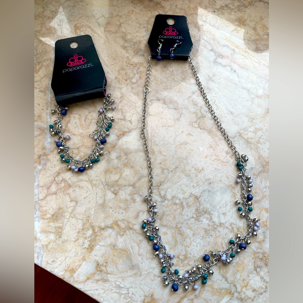 Paparazzi necklace with earrings and matching bracelet